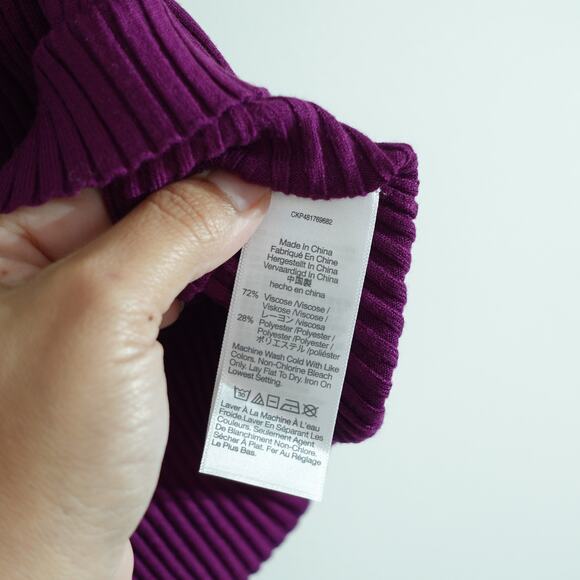 NWT Madewell Purple Stretchy Sleeveless Ribbed Mock Turtleneck Women's Size XS - Picture 5 of 7